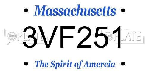 3VF251 Massachusetts License Plate