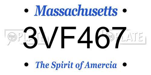 3VF467 Massachusetts License Plate