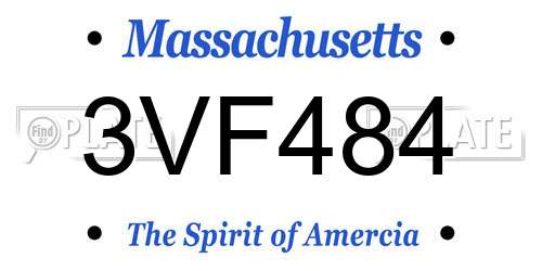 3VF484 Massachusetts License Plate
