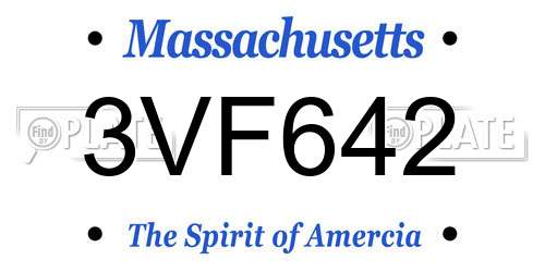 3VF642 Massachusetts License Plate