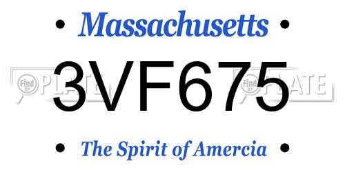 3VF675 Massachusetts License Plate