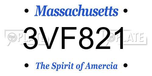 3VF821 Massachusetts License Plate