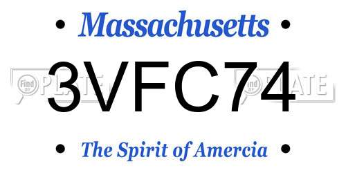 3VFC74 Massachusetts License Plate