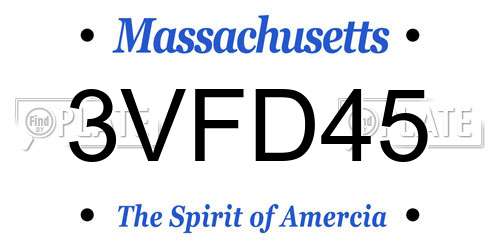 3VFD45 Massachusetts License Plate