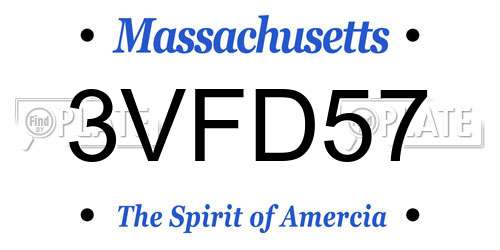 3VFD57 Massachusetts License Plate