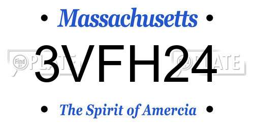 3VFH24 Massachusetts License Plate