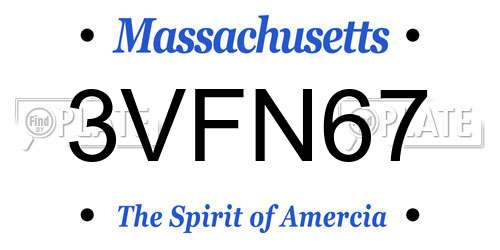 3VFN67 Massachusetts License Plate