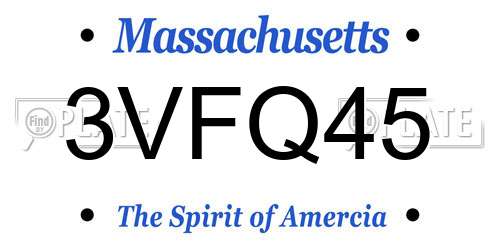 3VFQ45 Massachusetts License Plate