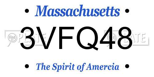 3VFQ48 Massachusetts License Plate
