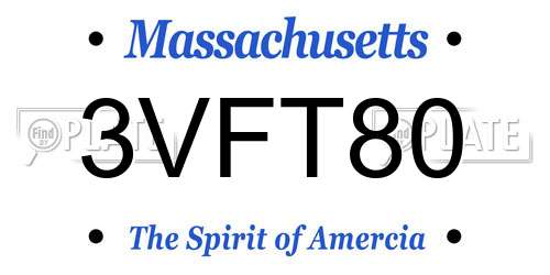 3VFT80 Massachusetts License Plate