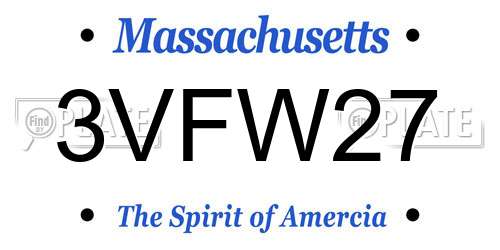 3VFW27 Massachusetts License Plate