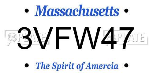 3VFW47 Massachusetts License Plate