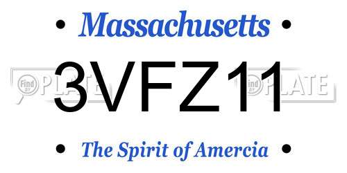 3VFZ11 Massachusetts License Plate