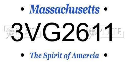 3VG2611 Massachusetts License Plate