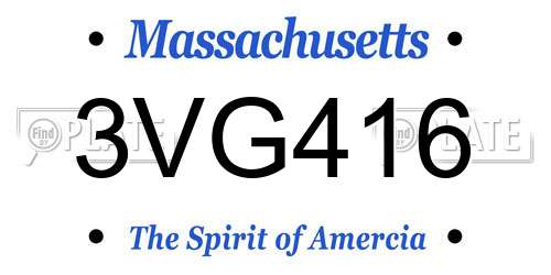 3VG416 Massachusetts License Plate