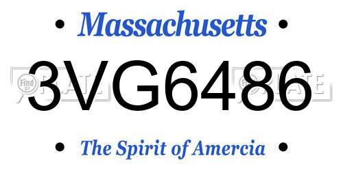3VG6486 Massachusetts License Plate