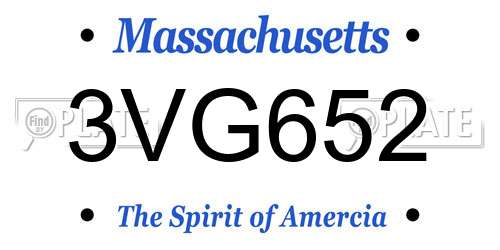 3VG652 Massachusetts License Plate