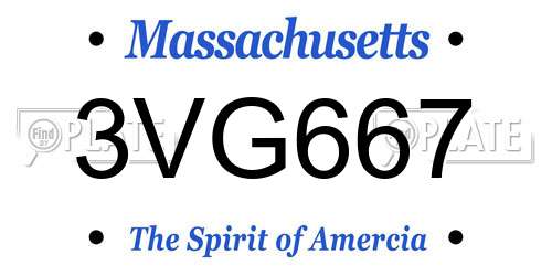 3VG667 Massachusetts License Plate