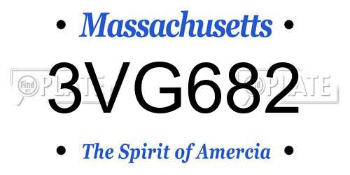 3VG682 Massachusetts License Plate