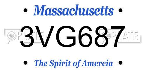 3VG687 Massachusetts License Plate