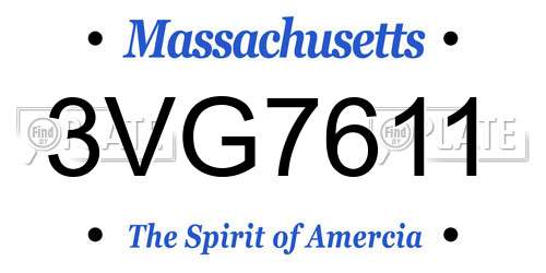 3VG7611 Massachusetts License Plate