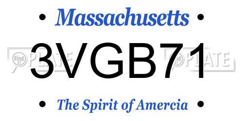 3VGB71 Massachusetts License Plate