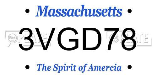 3VGD78 Massachusetts License Plate