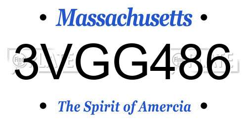 3VGG486 Massachusetts License Plate