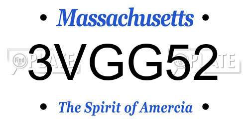 3VGG52 Massachusetts License Plate