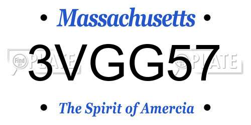 3VGG57 Massachusetts License Plate
