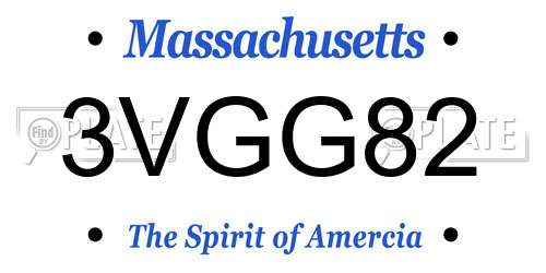 3VGG82 Massachusetts License Plate