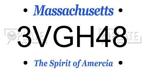 3VGH48 Massachusetts License Plate