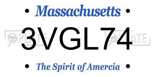 3VGL74 Massachusetts License Plate