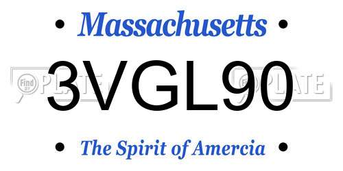 3VGL90 Massachusetts License Plate