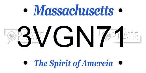 3VGN71 Massachusetts License Plate