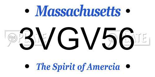 3VGV56 Massachusetts License Plate