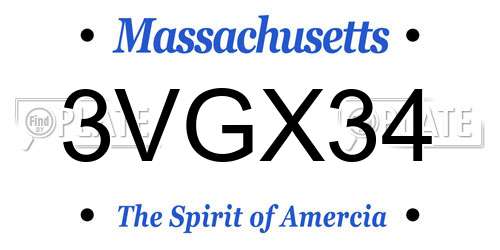 3VGX34 Massachusetts License Plate