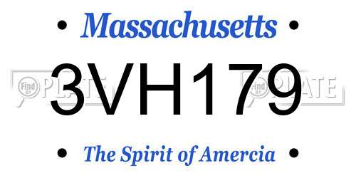 3VH179 Massachusetts License Plate