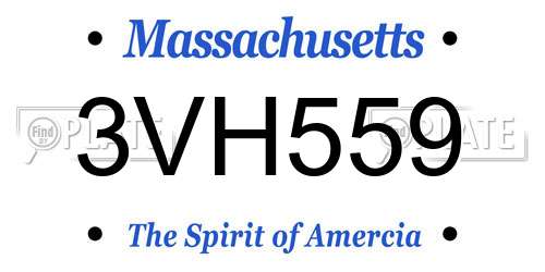 3VH559 Massachusetts License Plate