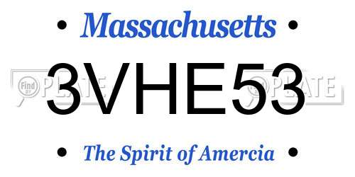 3VHE53 Massachusetts License Plate