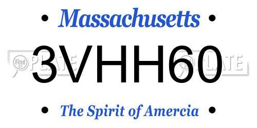 3VHH60 Massachusetts License Plate