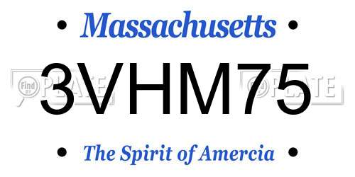 3VHM75 Massachusetts License Plate