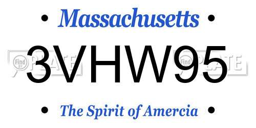 3VHW95 Massachusetts License Plate