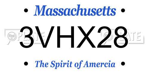 3VHX28 Massachusetts License Plate