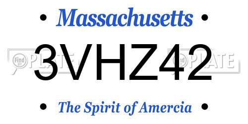 3VHZ42 Massachusetts License Plate
