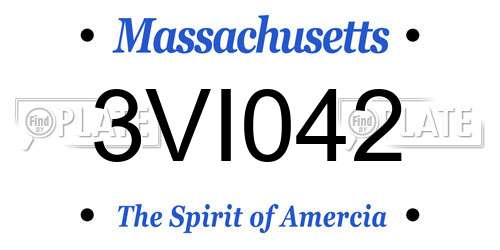 3VI042 Massachusetts License Plate