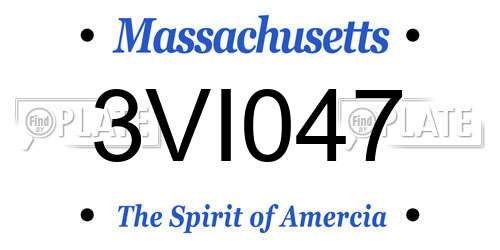 3VI047 Massachusetts License Plate