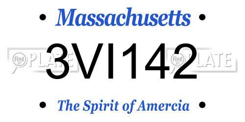 3VI142 Massachusetts License Plate