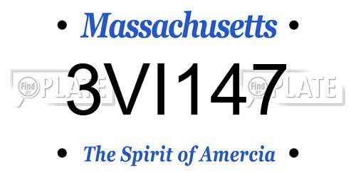 3VI147 Massachusetts License Plate