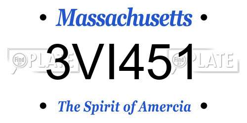 3VI451 Massachusetts License Plate